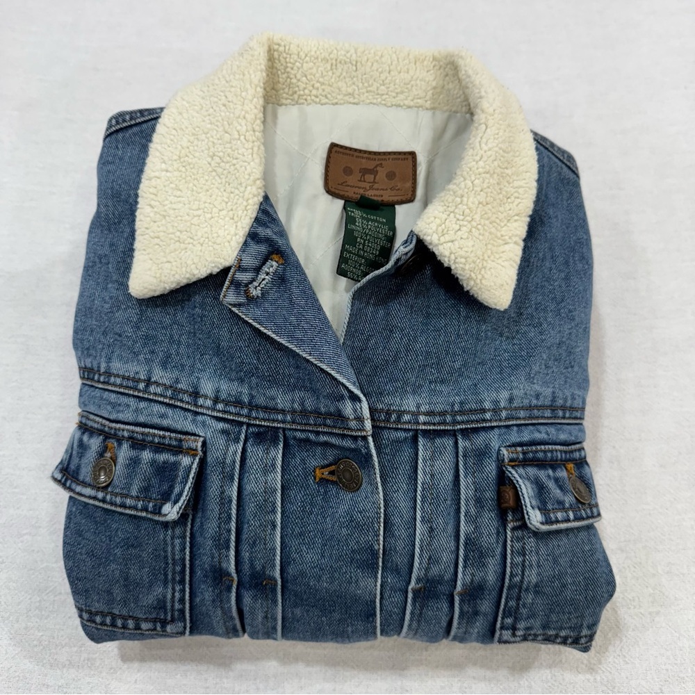 Ralph Lauren Equestrian Denim Jacket Women’s Medium Sherpa Collar - Picture 3 of 11